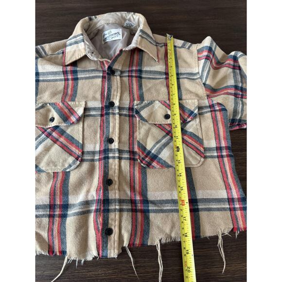 Vintage Sears Roebuck Shirt Womens OS Plaid Wool Blend Cropped 90s Lumber - Picture 7 of 8
